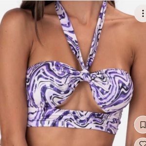 Purple Adika Halter Crop Top